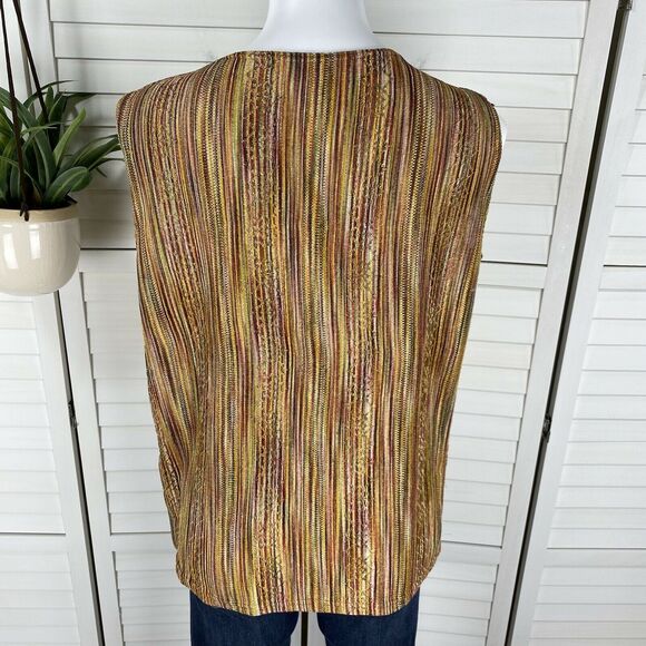 Heydari Twin Set Tank Top Cardigan Sweater Shimmer Striped Lagenlook Art Size L - Picture 10 of 11